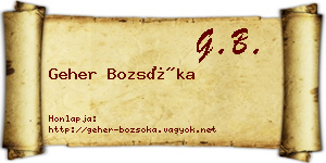 Geher Bozsóka névjegykártya